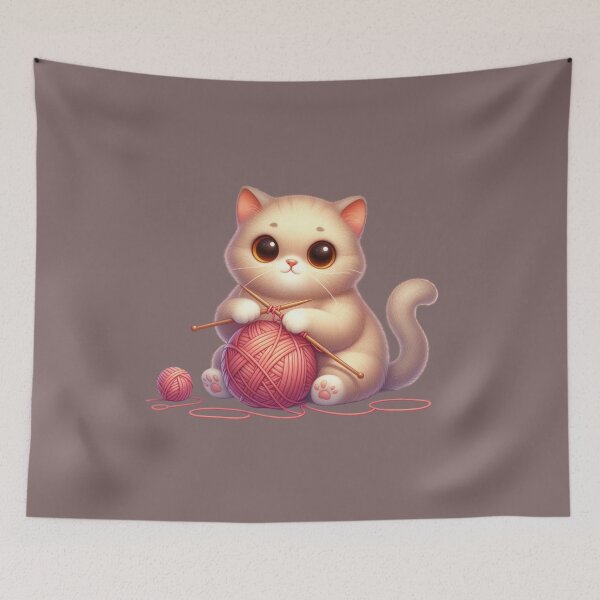 Item preview, cat knitting designed and sold by jkrphoto.