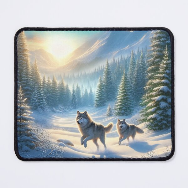 Item preview, Wolves Roaming in Snowy Landscape Under Moonlight Glow designed and sold by ArtComixHaven.