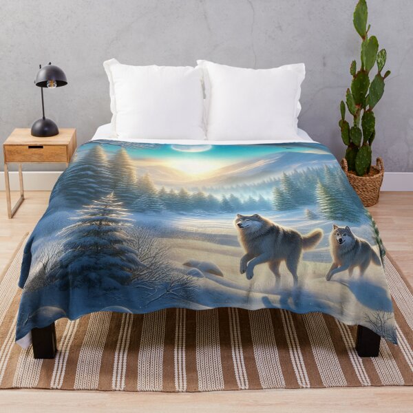 Item preview, Wolves Roaming in Snowy Landscape Under Moonlight Glow designed and sold by ArtComixHaven.