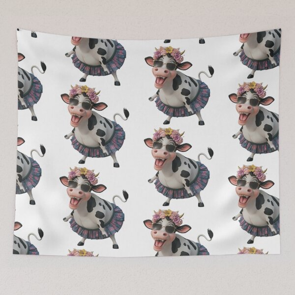 Item preview, A charming, cheerful cow with glasses and a skirt designed and sold by MagelliShop.