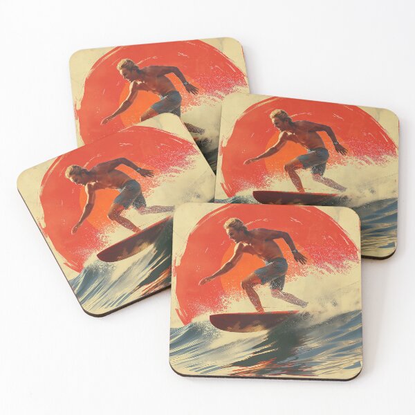 Item preview, Sunset Surf - Vintage 60s Inspired Surfing Art Print designed and sold by Tsurfinculture.