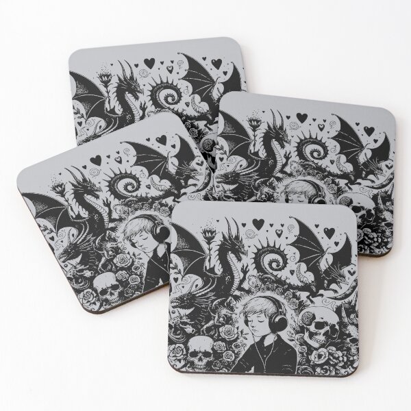 Artikelvorschau, Die Dämonen übertönen, Goth Dark Aesthetic Dragons Skulls - Lost in the Music entworfen und verkauft von dreamsagellc.