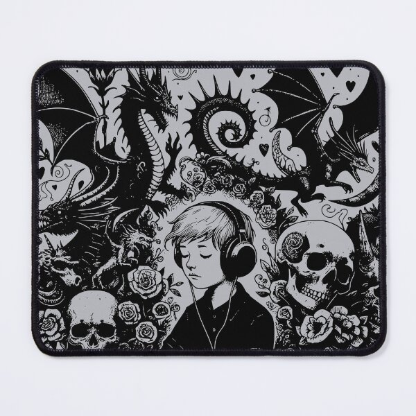 Item preview, Drowning out the the Demons, Goth Dark Aesthetic Dragons Skulls - Lost in the Music designed and sold by dreamsagellc.
