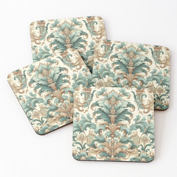Item preview, Aquamarine, Gold & Cream Damask designed and sold by DesignsByPrnces.