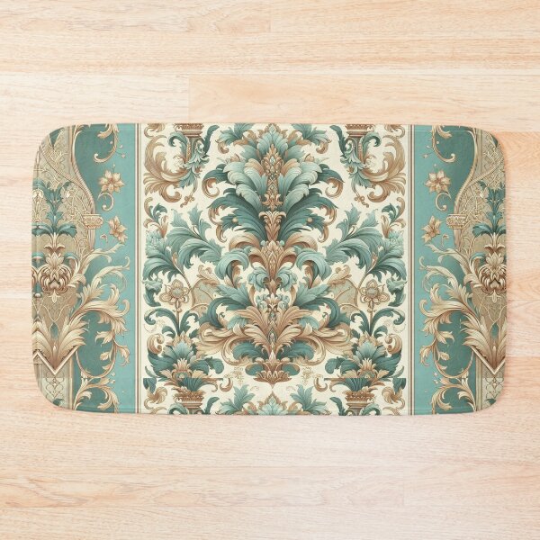 Item preview, Aquamarine, Gold & Cream Damask designed and sold by DesignsByPrnces.
