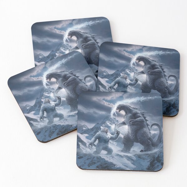 Item preview, Titan Kaiju and the Abominable Snowman fighting in the icy heights of the Himalayas. designed and sold by Titan33.