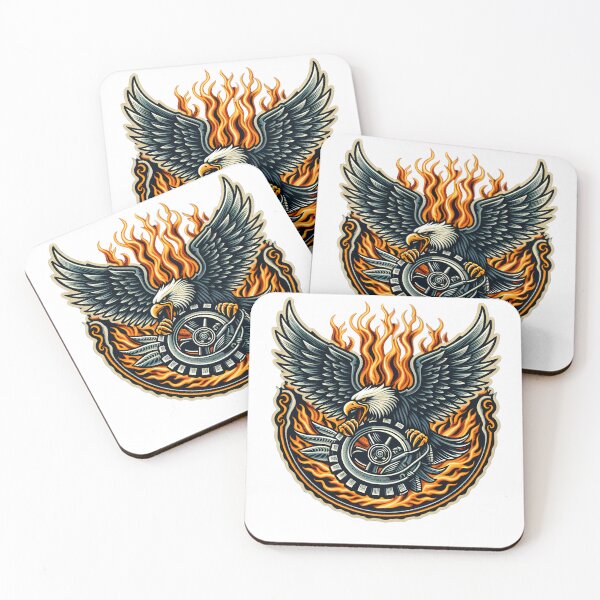 Item preview, Motorcycle Eagle in flames designed and sold by LvlUpPrints.