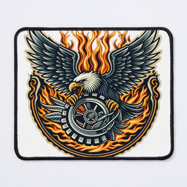 Item preview, Motorcycle Eagle in flames designed and sold by LvlUpPrints.