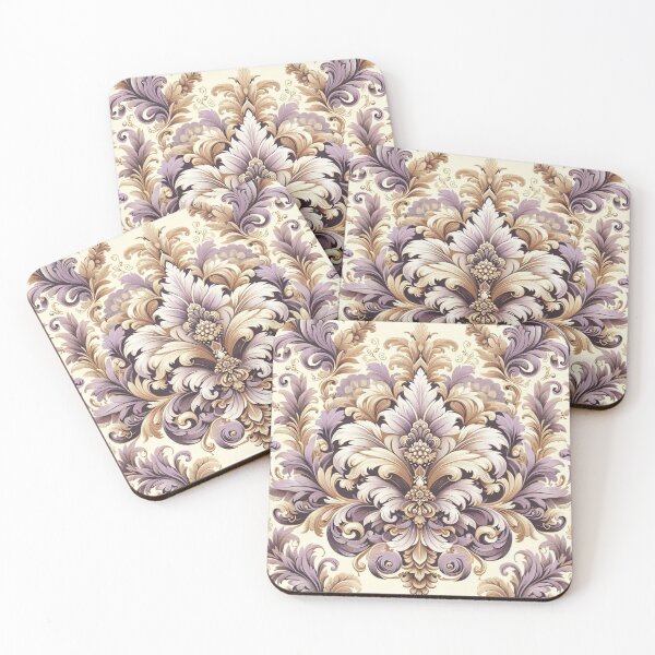 Artikelvorschau, Damast in Flieder, Gold und Creme entworfen und verkauft von DesignsByPrnces.