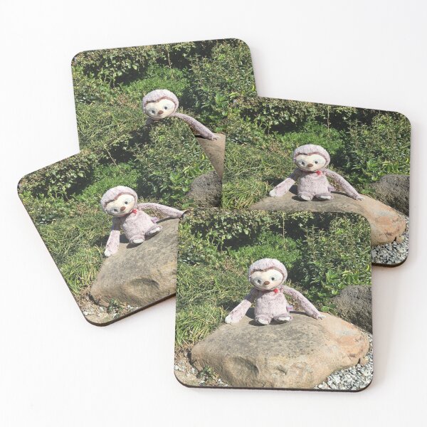 Item preview, Sloth plushie sitting on rock photograph designed and sold by vwagenet.