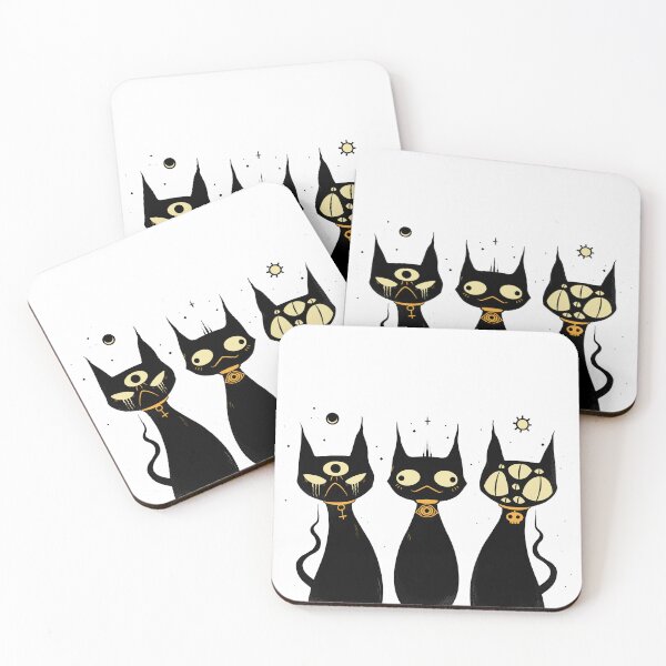 Item preview, Three Creepy Cute Black Cats, Goth Art designed and sold by cellsdividing.