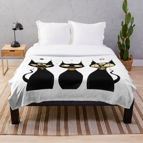 Aperçu de l'œuvre Trois chats noirs mignons et effrayants, art gothique créée et vendue par cellsdividing.