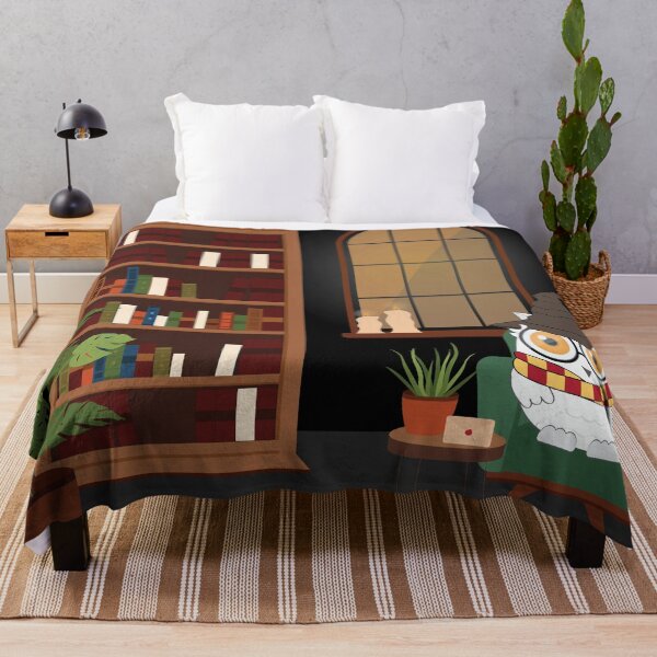 Item preview, Owl in magical room with books designed and sold by LSVdesign.