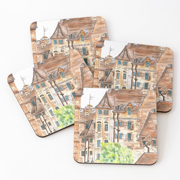 Item preview, Watercolor Old Townscape - Vintage Art Print designed and sold by lloreleya.