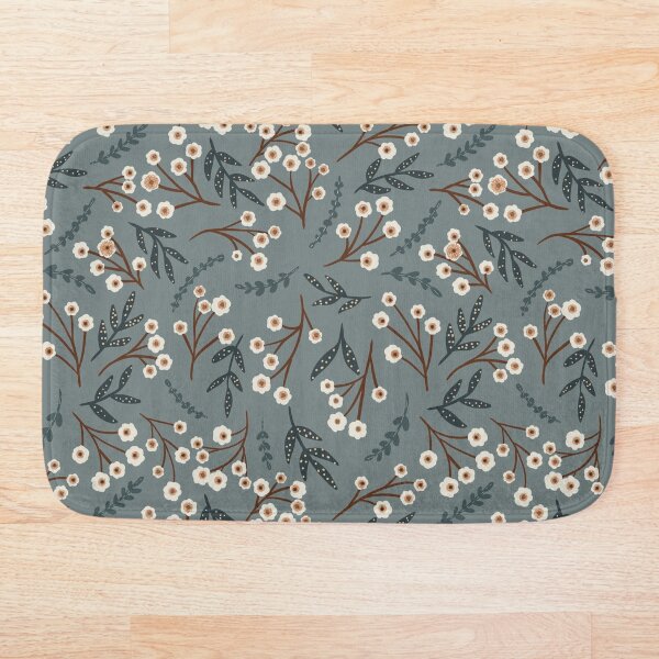 Item preview, Tossed florals on muted blue background designed and sold by Sheila McDowell Design.