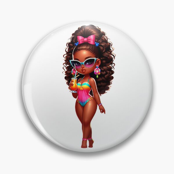 Item preview, Summer Chibi Doll, Summer Chibi Girl, Beach Chibi, Swimsuit Chibi, Afro Chibi. designed and sold by gabrielakrall.