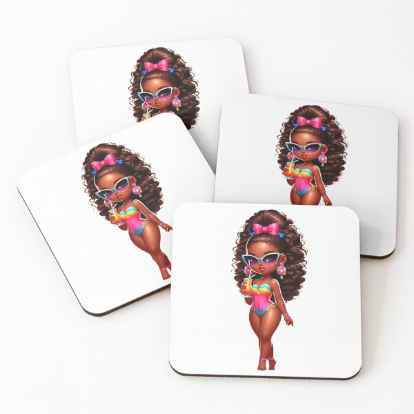 Item preview, Summer Chibi Doll, Summer Chibi Girl, Beach Chibi, Swimsuit Chibi, Afro Chibi. designed and sold by gabrielakrall.