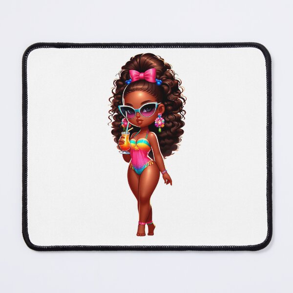 Item preview, Summer Chibi Doll, Summer Chibi Girl, Beach Chibi, Swimsuit Chibi, Afro Chibi. designed and sold by gabrielakrall.