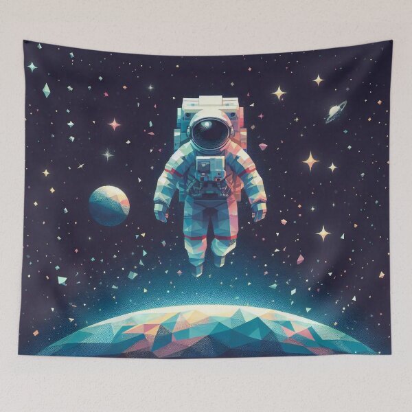 Item preview, Astronaut Floating Above Geometric Planet in Starlit Galaxy designed and sold by ArtComixHaven.