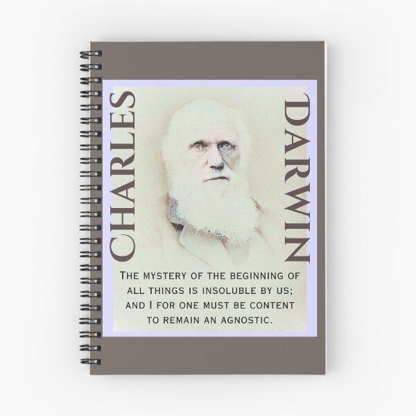 Item preview, Charles Darwin portrait and quote: The mystery of the beginning of all things is insoluble to us; and I for one must be content to remain an Agnostic. designed and sold by artbleed.