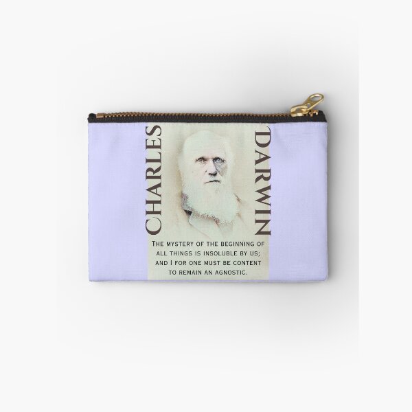 Item preview, Charles Darwin portrait and quote: The mystery of the beginning of all things is insoluble to us; and I for one must be content to remain an Agnostic. designed and sold by artbleed.