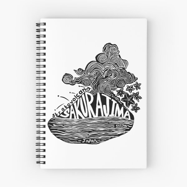 Item preview, Sakurajima, Japan Volcano Linocut designed and sold by louweasely.