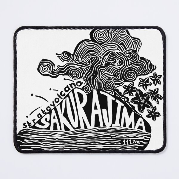 Item preview, Sakurajima, Japan Volcano Linocut designed and sold by louweasely.