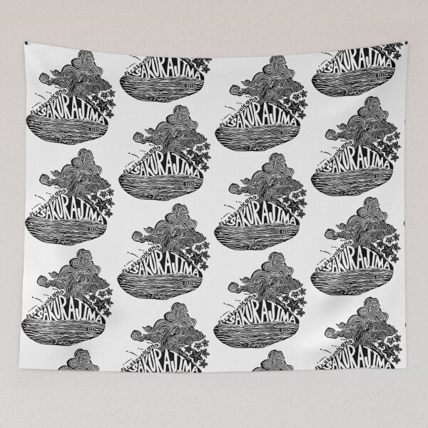Item preview, Sakurajima, Japan Volcano Linocut designed and sold by louweasely.