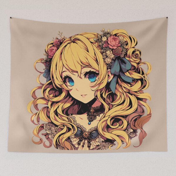Item preview, Blonde Girl in Anime Style - Art Print designed and sold by lloreleya.