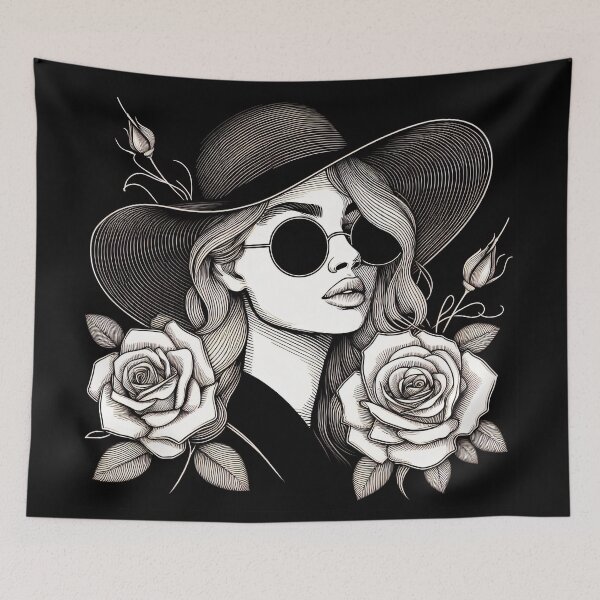 Item preview, Fashionable Lady - Black and White Sketch Art Print designed and sold by lloreleya.