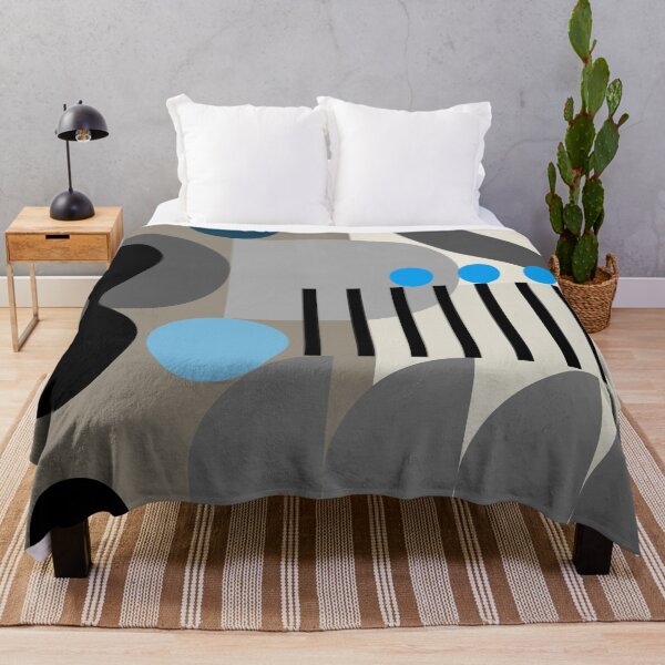 Item preview, Modern Abstract Geometric Pattern Bauhaus Doodle Black Grey Blue No.7 Style designed and sold by MirabiliaMagpie.