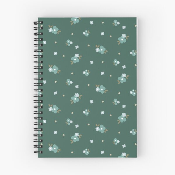 Item preview, Cottagecore Garden of Turquoise and Pastel Blue Flowers on Forest Green designed and sold by Romi Martinez.