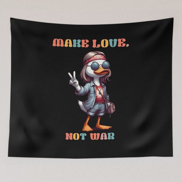 Item preview, Custom Hippie Duck -MAKE LOVE, NOT WAR- Slogan Printed Products designed and sold by ArtStile.