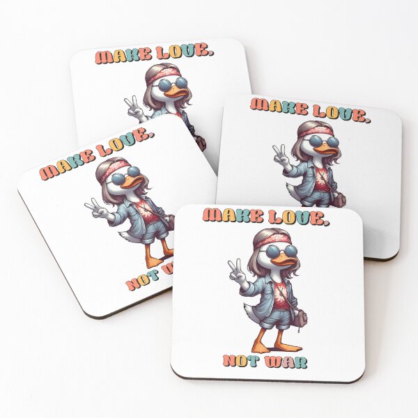 Item preview, Custom Hippie Duck -MAKE LOVE, NOT WAR- Slogan Printed Products designed and sold by ArtStile.