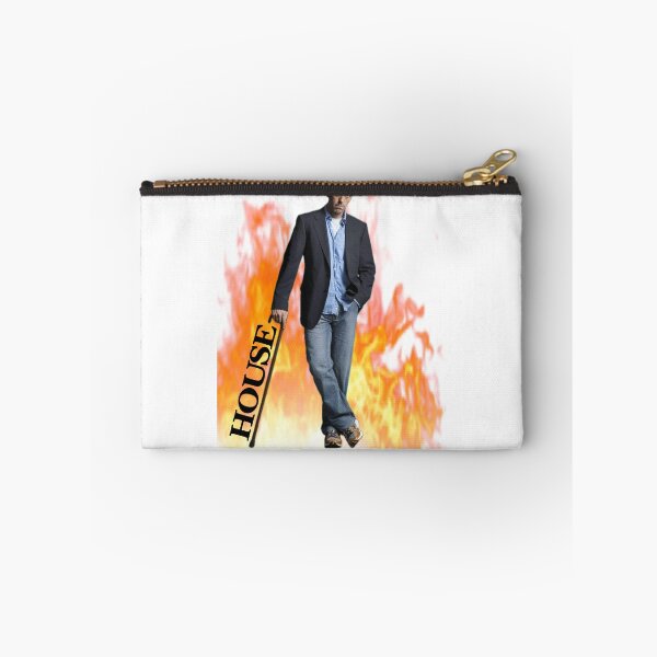 Item preview, House MD leaning with cane “HOUSE” text and flames in background designed and sold by adosknad1.