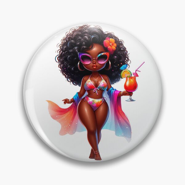 Item preview, Summer Chibi Doll, Summer Chibi, Beach Chibi, Swimsuit Chibi, Afro Chibi. designed and sold by gabrielakrall.