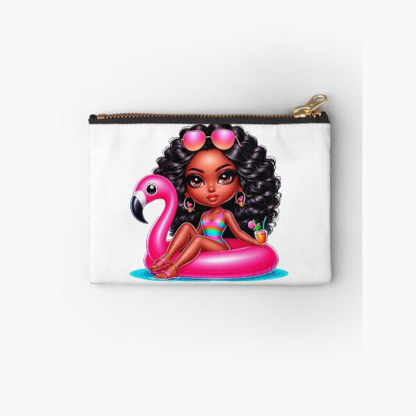 Item preview, Beach Chibi Doll, Summer Chibi, Beach Chibi, Swimsuit Chibi, Afro Chibi, pink. designed and sold by gabrielakrall.