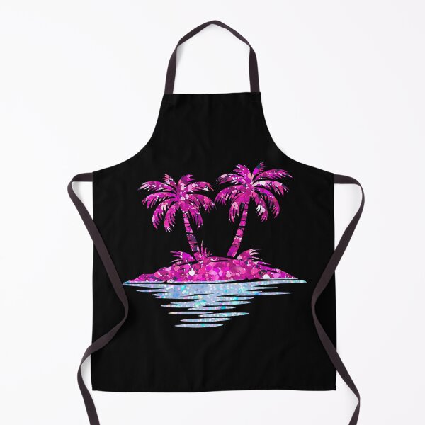 Item preview, Tropical island with Pink palm trees and silver water designed and sold by Fantacaroo Designs.