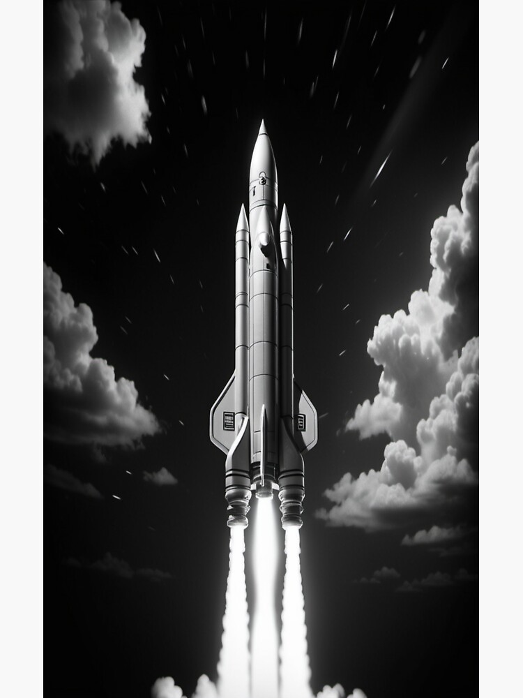 Thumbnail 3 of 3, Sticker, Shaded Raising - Space Age - Rocket Launch designed and sold by eXtraHumans.