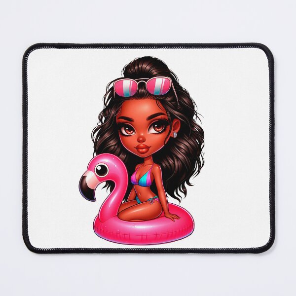 Item preview, Beach Chibi Doll, Summer Chibi, Beach Chibi, Swimsuit Chibi, Afro Chibi, pink. designed and sold by gabrielakrall.