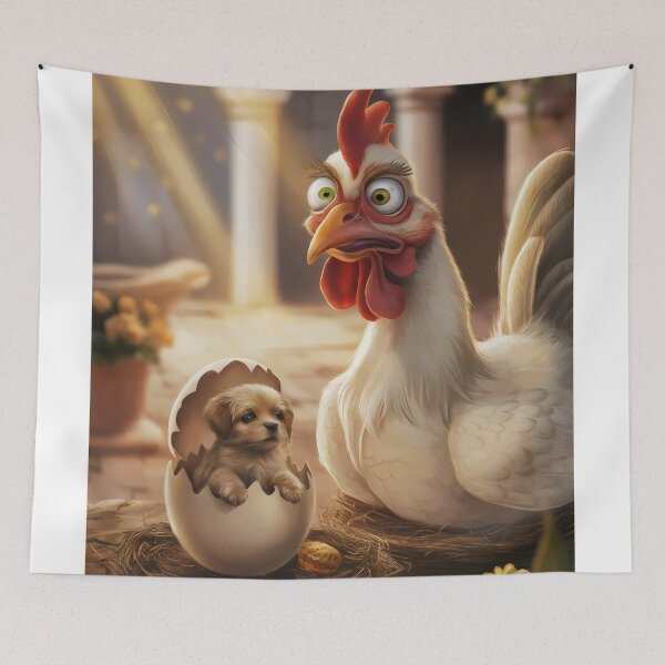 Item preview, Surprised rooster. When you find it in the egg. Dog. designed and sold by MyHappyArtShop.