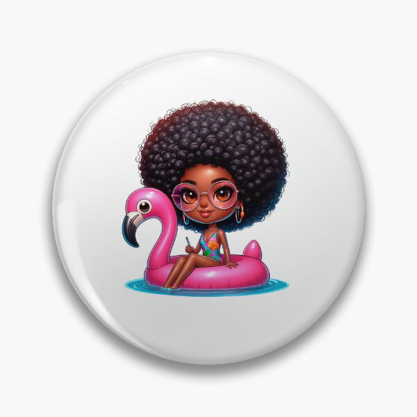 Item preview, Beach Chibi Doll, Summer Chibi, Beach Chibi, Swimsuit Chibi, Afro Chibi, pink. designed and sold by gabrielakrall.