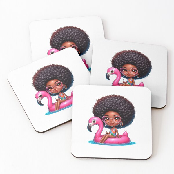 Item preview, Beach Chibi Doll, Summer Chibi, Beach Chibi, Swimsuit Chibi, Afro Chibi, pink. designed and sold by gabrielakrall.