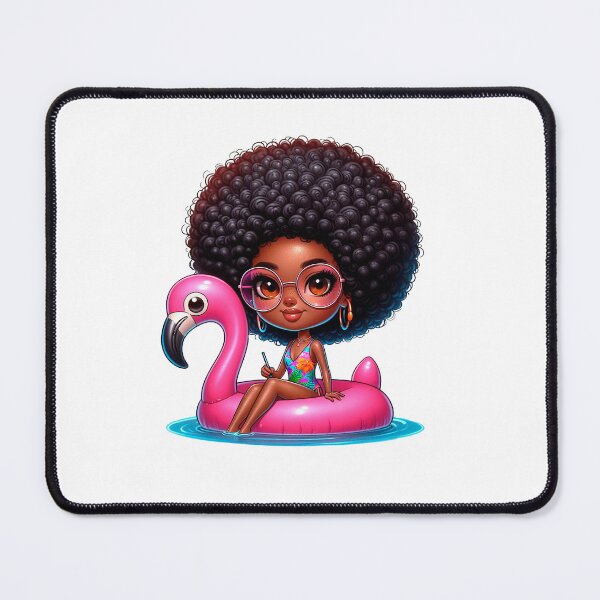 Item preview, Beach Chibi Doll, Summer Chibi, Beach Chibi, Swimsuit Chibi, Afro Chibi, pink. designed and sold by gabrielakrall.