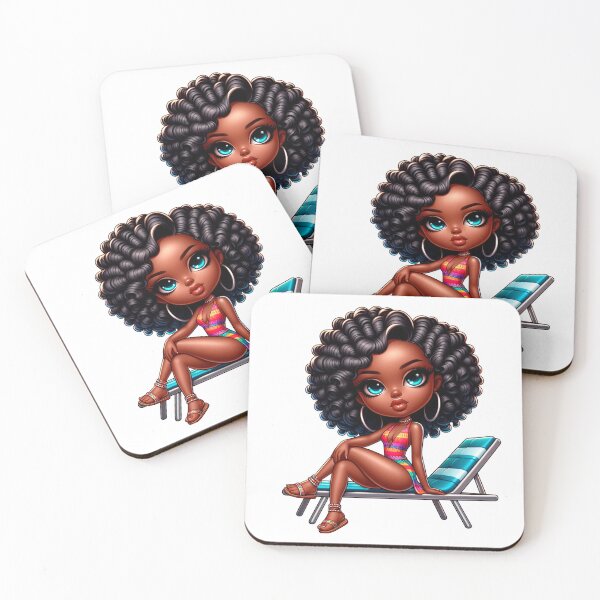Item preview, Summer Chibi Doll, Summer Chibi Design, Swimwear Chibi Girl, Beach Chibi, Swimsuit Chibi, Afro Chibi. designed and sold by gabrielakrall.