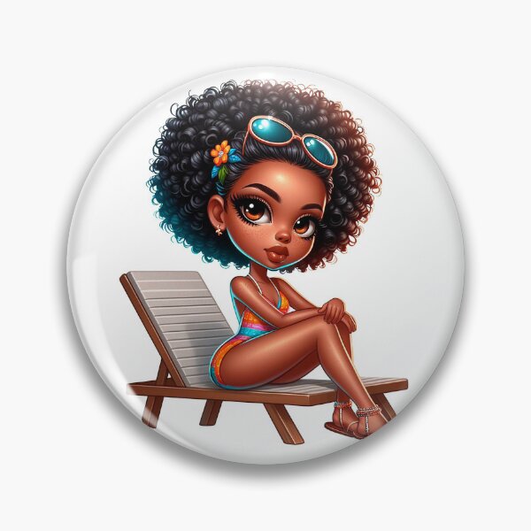 Item preview, Summer Chibi Doll, Summer Chibi Design, Swimwear Chibi Girl, Beach Chibi, Swimsuit Chibi, Afro Chibi. designed and sold by gabrielakrall.