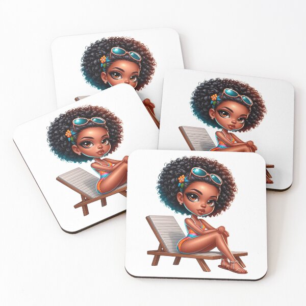 Item preview, Summer Chibi Doll, Summer Chibi Design, Swimwear Chibi Girl, Beach Chibi, Swimsuit Chibi, Afro Chibi. designed and sold by gabrielakrall.