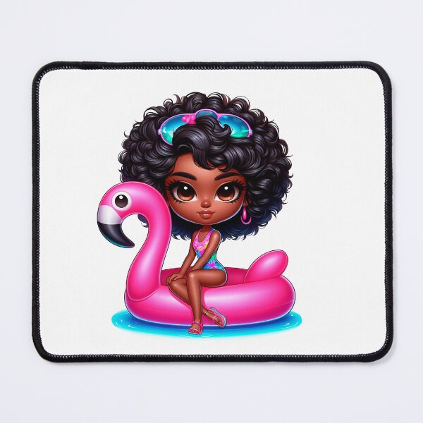 Item preview, Beach Chibi Doll, Summer Chibi, Beach Chibi, Swimsuit Chibi, Afro Chibi, pink. designed and sold by gabrielakrall.
