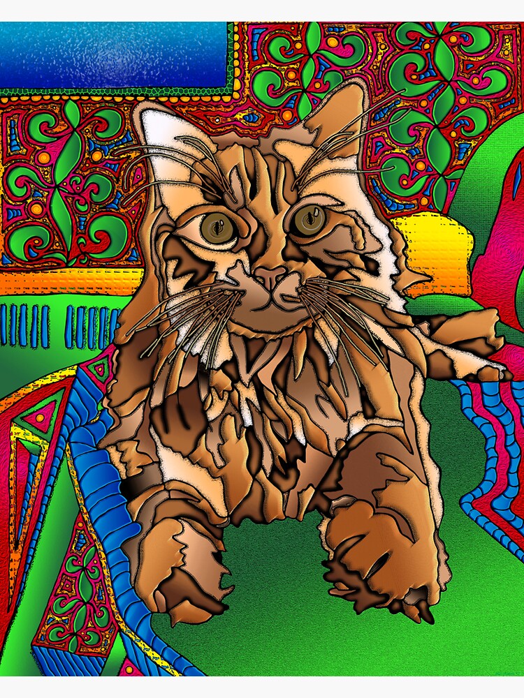 Thumbnail 3 of 3, Sticker, Jumper - Psychedelic Pet Portrait designed and sold by NicMicVic.