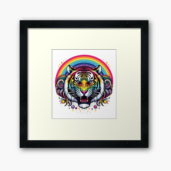 Vista previa del artículo con la obra «Cara colorida del tigre del arco iris», diseñado y vendido por NawalMagdy.